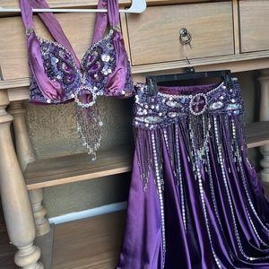 Cabaret Belly Dance Costume (3pcs) in Purple Plum